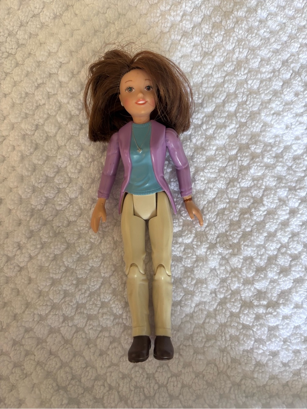 Fisher-Price Doll with Purple Jacket, Blue Top and Cream Pants